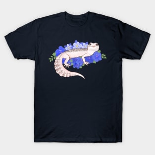 Leopard Gecko and Blue Flowers T-Shirt